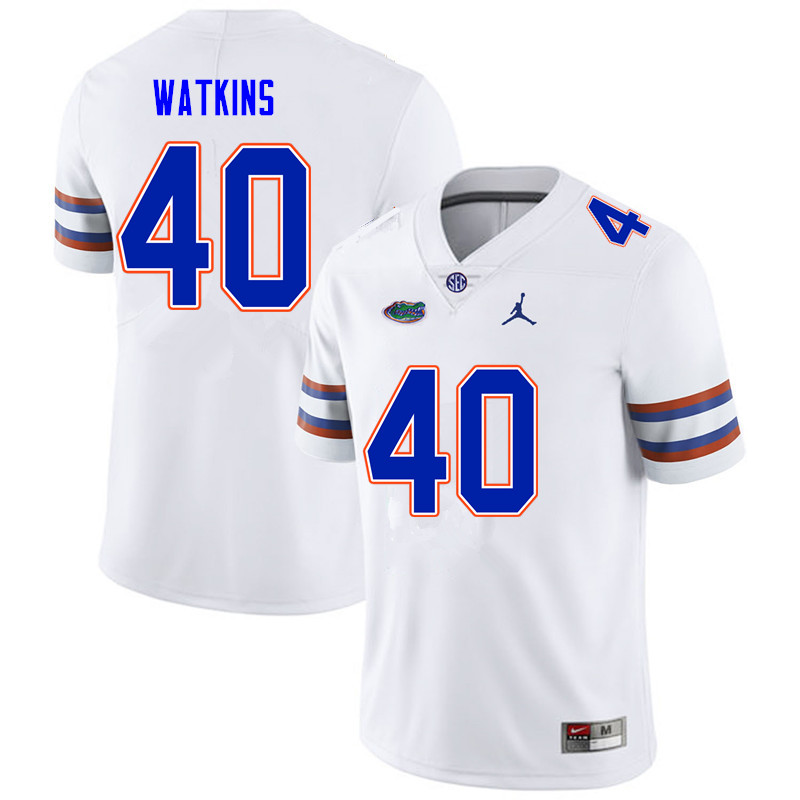 Men #40 Jacob Watkins Florida Gators College Football Jerseys Sale-White